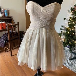 Champagne strapless homecoming dress